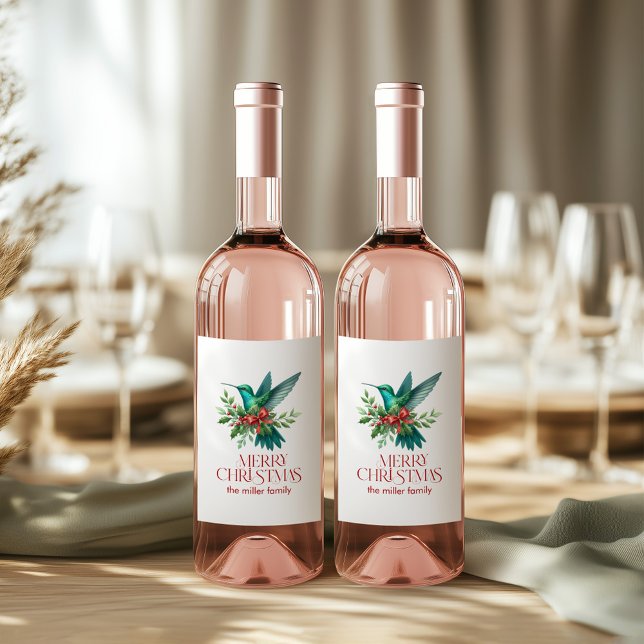 Rótulo De Garrafa De Cerveja Christmas Decorated Hummingbird Merry Christmas (Criador carregado)