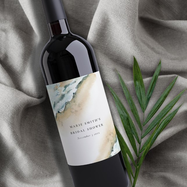 Rótulo De Garrafa De Cerveja Chuva Costeira Mar Ar Bridal Shower (Criador carregado)