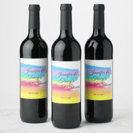 Rótulo De Garrafa De Cerveja Chuva de Arco-íris Elegante Personalizada para Chá
