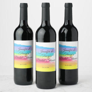 Rótulo De Garrafa De Cerveja Chuva de Arco-íris Elegante Personalizada para Chá