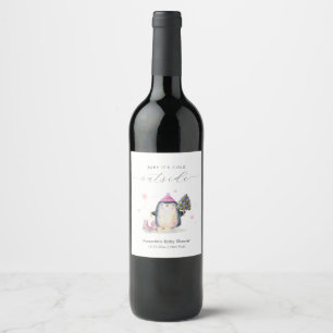 Rótulo De Garrafa De Cerveja Chuva de Bebê Esquilo Florestal de Inverno Rosa