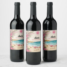 Rótulo De Garrafa De Cerveja Chuva de Casamento na Praia Rosa