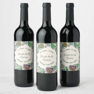 Rótulo De Garrafa De Cerveja Chuva de Noiva Artística Floral Escandinava Folk