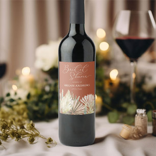 Rótulo De Garrafa De Cerveja Chuva de Noiva Boho Palm Folhagem Seca Terracota