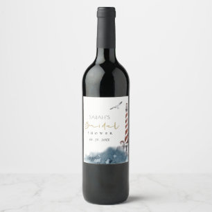 RÓTULO DE GARRAFA DE CERVEJA CHUVA DE NOIVA FAROL MAR AZUL CREPÚSCULO VERMELHO