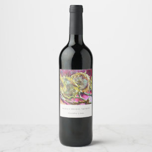 Rótulo De Garrafa De Cerveja Chuva de Noiva Girassol Amarelo Rosa Minimalista R