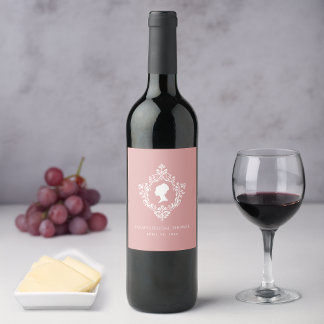 Rótulo De Garrafa De Cerveja Chuva de Noiva Regency Dusty Rose Floral Crista Ro