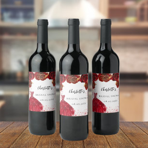 Rótulo De Garrafa De Cerveja Chuva de presentes de noiva vestido vermelho branc