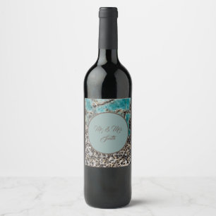 Rótulo De Garrafa De Cerveja Cinza de Design de Teal de Metal Antiquado Russo