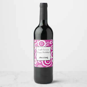 Rótulo De Garrafa De Cerveja Círculos retros concêntricos do rosa da
