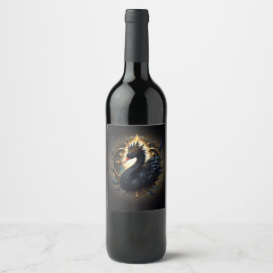 Rótulo De Garrafa De Cerveja Cisne de Obsidiana de Silenciosa Graça – Fantasia