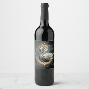 Rótulo De Garrafa De Cerveja Cisne Mecânico ao Luar – Guardião de Sonhos Curios
