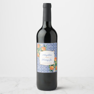 Rótulo De Garrafa De Cerveja Citrus Orange Amalfi Blue Azulejos Janto Casamento
