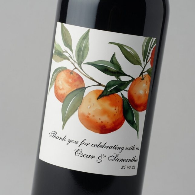 Rótulo De Garrafa De Cerveja Citrus Wedding | Mediterranean Orange  (Criador carregado)