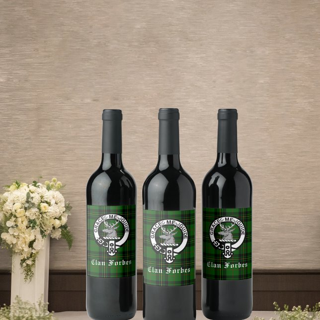 Rótulo De Garrafa De Cerveja Clan Forbes Tartan e Crachá Crest (Criador carregado)