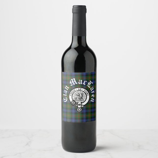 Rótulo De Garrafa De Cerveja Clan MacLaren Crest Crachá e Tartan personalizável (Frente)