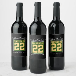 Rótulo De Garrafa De Cerveja Classe de 2023 Modern Green Black & Dourado Gradua