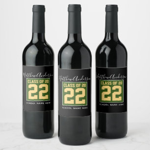 Rótulo De Garrafa De Cerveja Classe de 2023 Modern Green Black & Dourado Gradua