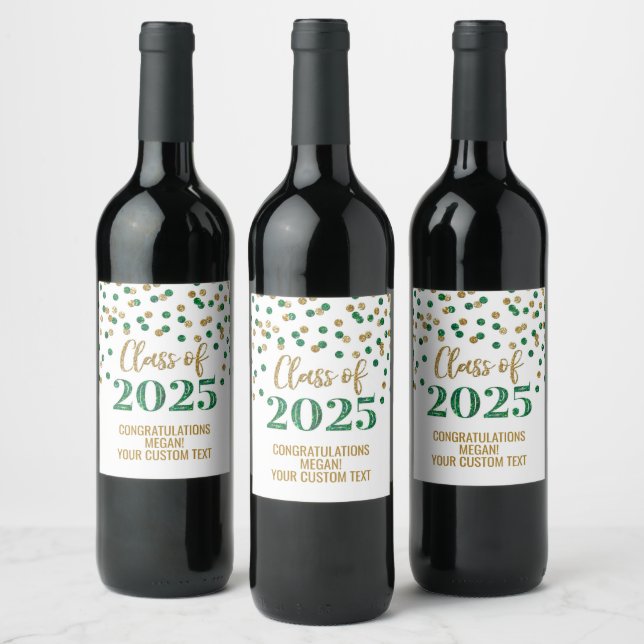 Rótulo De Garrafa De Cerveja Classe de Leve Dourada Verde de Graduação 2025 (Garrafas)