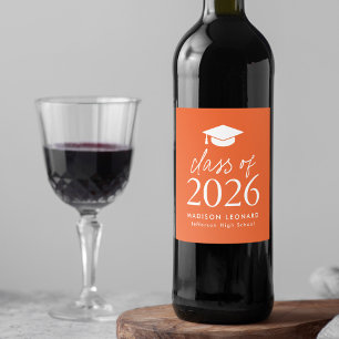 Rótulo De Garrafa De Cerveja Classe Moderna de Graduação Laranja de Script 2025