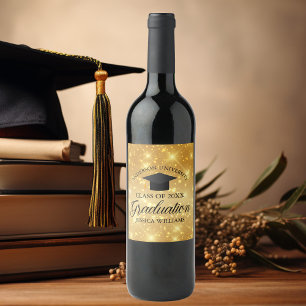 Rótulo De Garrafa De Cerveja Classe Sparkle Dourada de Graduação Elegante de 