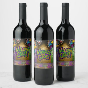 Rótulo De Garrafa De Cerveja Clássico gráfico vibrante de Carnaval da SlipperyJ