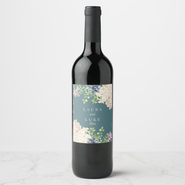 Rótulo De Garrafa De Cerveja Clássico Pastel Hydrangea (Frente)