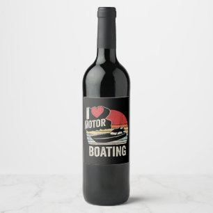 Rótulo De Garrafa De Cerveja Clássico Retro Eu Amo Barco a Motor Engraçado Barq