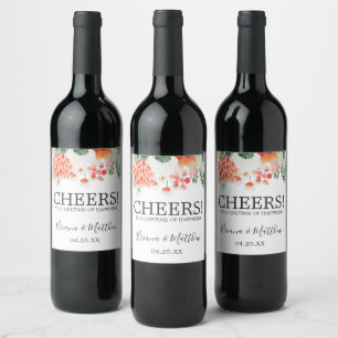 Rótulo De Garrafa De Cerveja Clorideira Moderna Flores Selvagens Trendy Vinho F