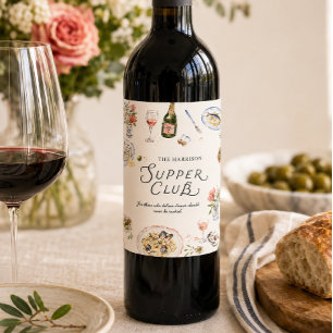 Rótulo De Garrafa De Cerveja Clube de Jantar de Frutos do Mar e Vinho do Velho