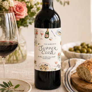 Rótulo De Garrafa De Cerveja Clube de Jantar de Frutos do Mar e Vinho do Velho