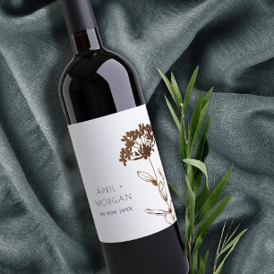 RÓTULO DE GARRAFA DE CERVEJA COBRE ELEGANTE HIDRANGÉRIA CASAMENTO FLORAL