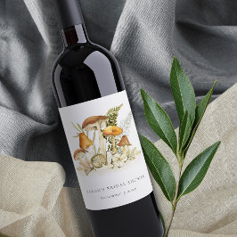 Rótulo De Garrafa De Cerveja Cogumelos Laranja Ferrugem Samambaia Folhagem Chá 