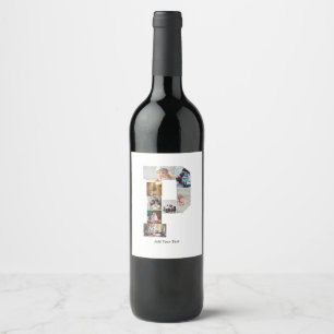 Rótulo De Garrafa De Cerveja Colagem de Fotos com Letra P em Preto e Branco