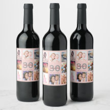 Colagem de fotos rosa douradas com aniversário de 