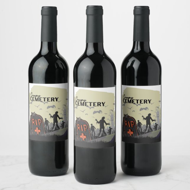 Rótulo De Garrafa De Cerveja Coleção de Carimbo de Halloween "Cemitério de Cére (Garrafas)