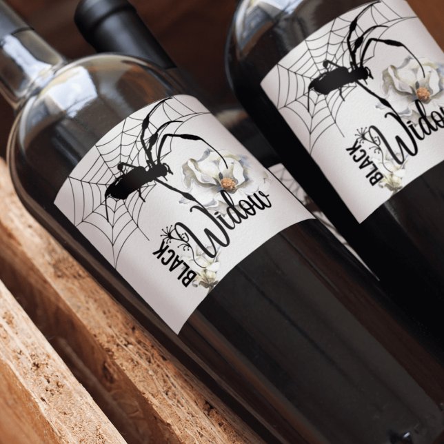 Rótulo De Garrafa De Cerveja Coleção de Carimbo de Halloween "Viúva Negra" (Halloween stamp collection Black Widow Wine Bottle from The Beekeeper Store)