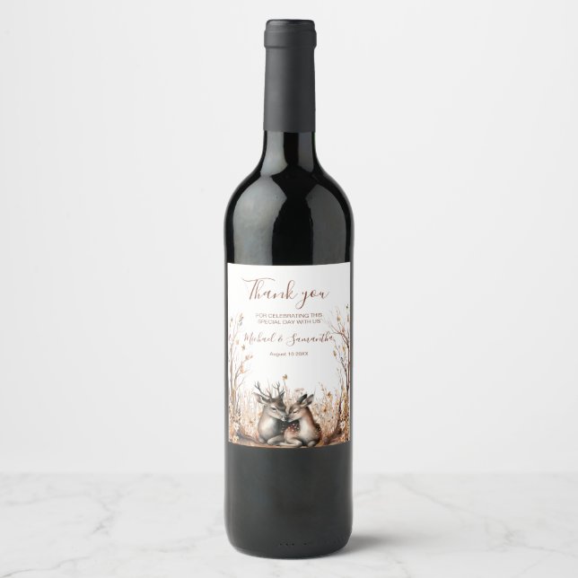 Rótulo De Garrafa De Cerveja Coleção de Casamento de Veado Rústico de Outono (Frente)