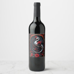 Rótulo De Garrafa De Cerveja Coleção de Noiva Cisne Branco Elegante