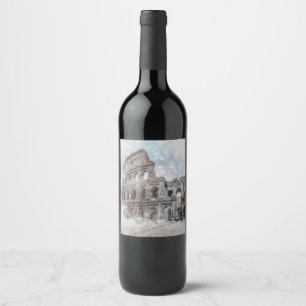 Rótulo De Garrafa De Cerveja Coliseu Roma Itália Rótulo de Vinho – Vintage Ital