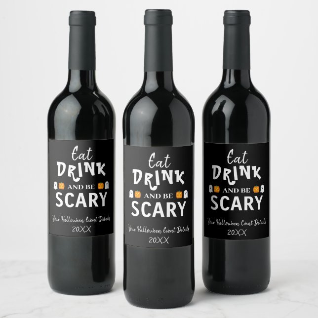 Rótulo De Garrafa De Cerveja Coma, Beba e Seja Assustador no Halloween (Garrafas)
