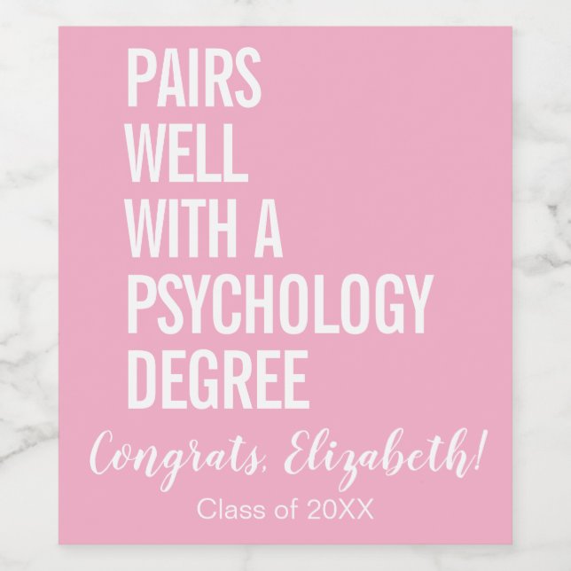 Rótulo De Garrafa De Cerveja Combina Bem Com Uma Formatura Em Psicologia (Rótulo Único)