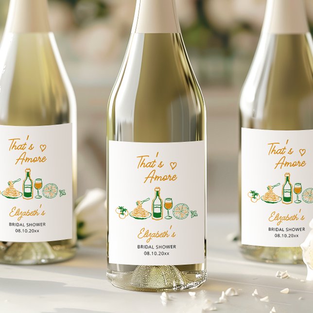 Rótulo De Garrafa De Cerveja Comida Italiana Rústica That's Amore Chá de Noiva (Criador carregado)