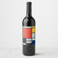 Composição Mondrial Amarelo Vermelho Azul Preto