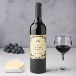 Rótulo De Garrafa De Cerveja Confirmação Elegante Pergaminho Antigo Vintage