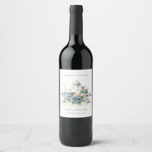 Rótulo De Garrafa De Cerveja Conjunto de chávena e bule azul aqua floral fofo p
