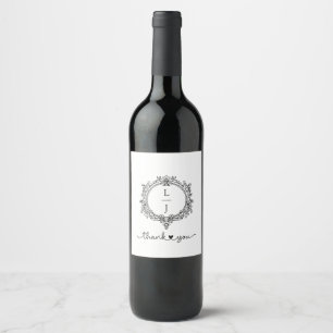 Rótulo De Garrafa De Cerveja convite de casamento com crista de folhagem preto