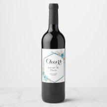 Convite de Casamento Floral Azul Bege