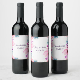 Rótulo De Garrafa De Cerveja Convite de Casamento Romântico com Flora em Rosa e