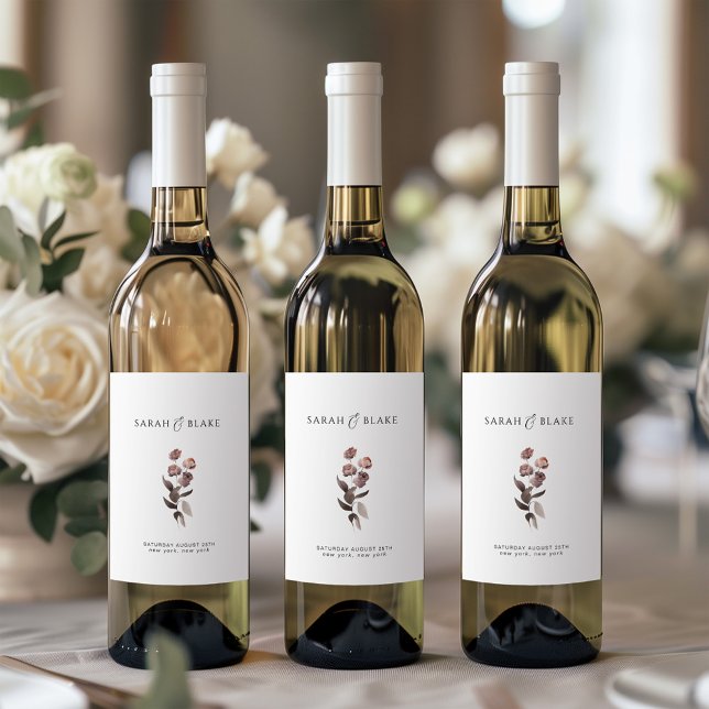 Rótulo De Garrafa De Cerveja Convite para Casamento no inverno de Queda Floral  (Criador carregado)